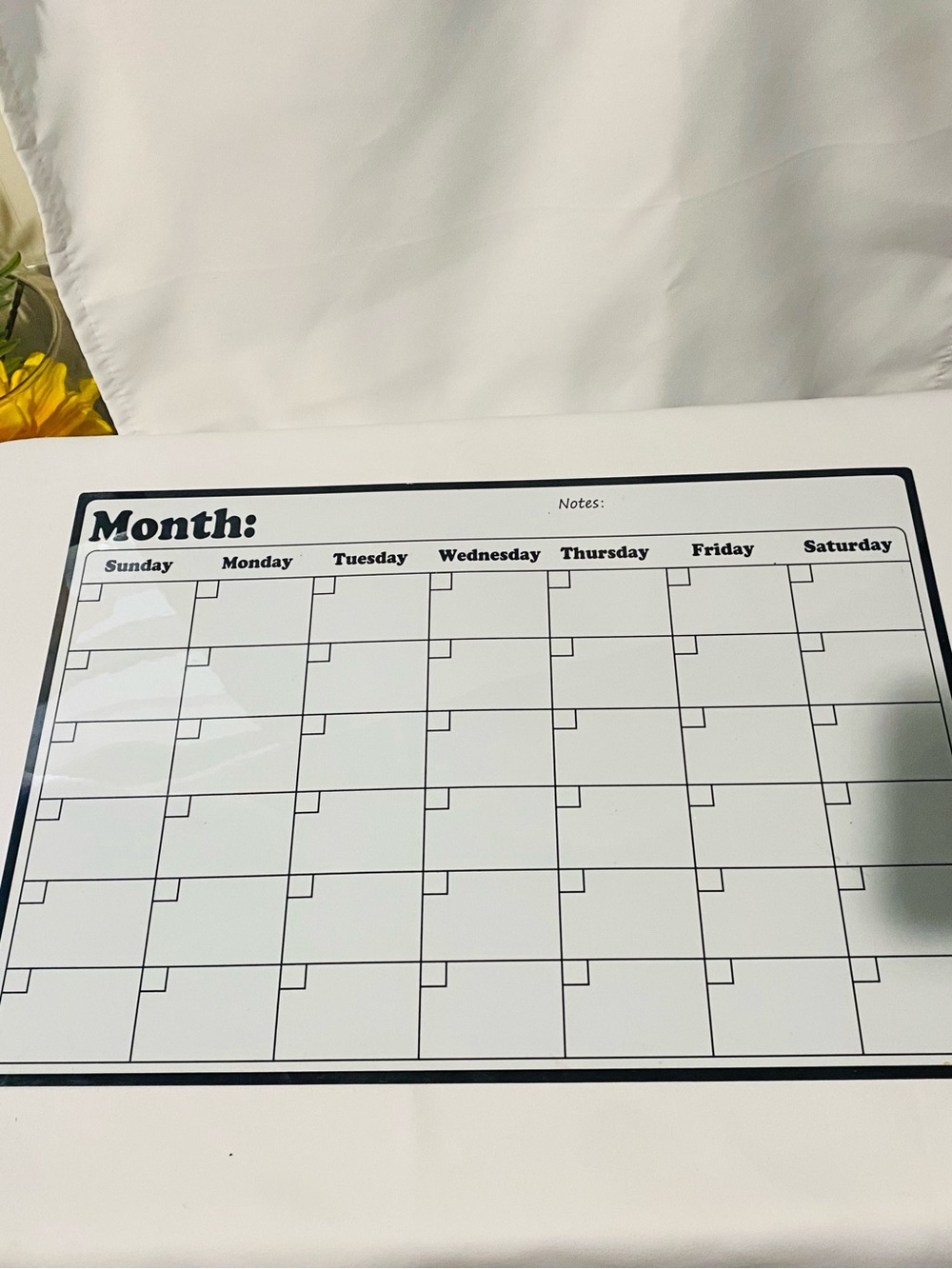 Magnetic Monthly Dry Erase Calendar Board - White/Black